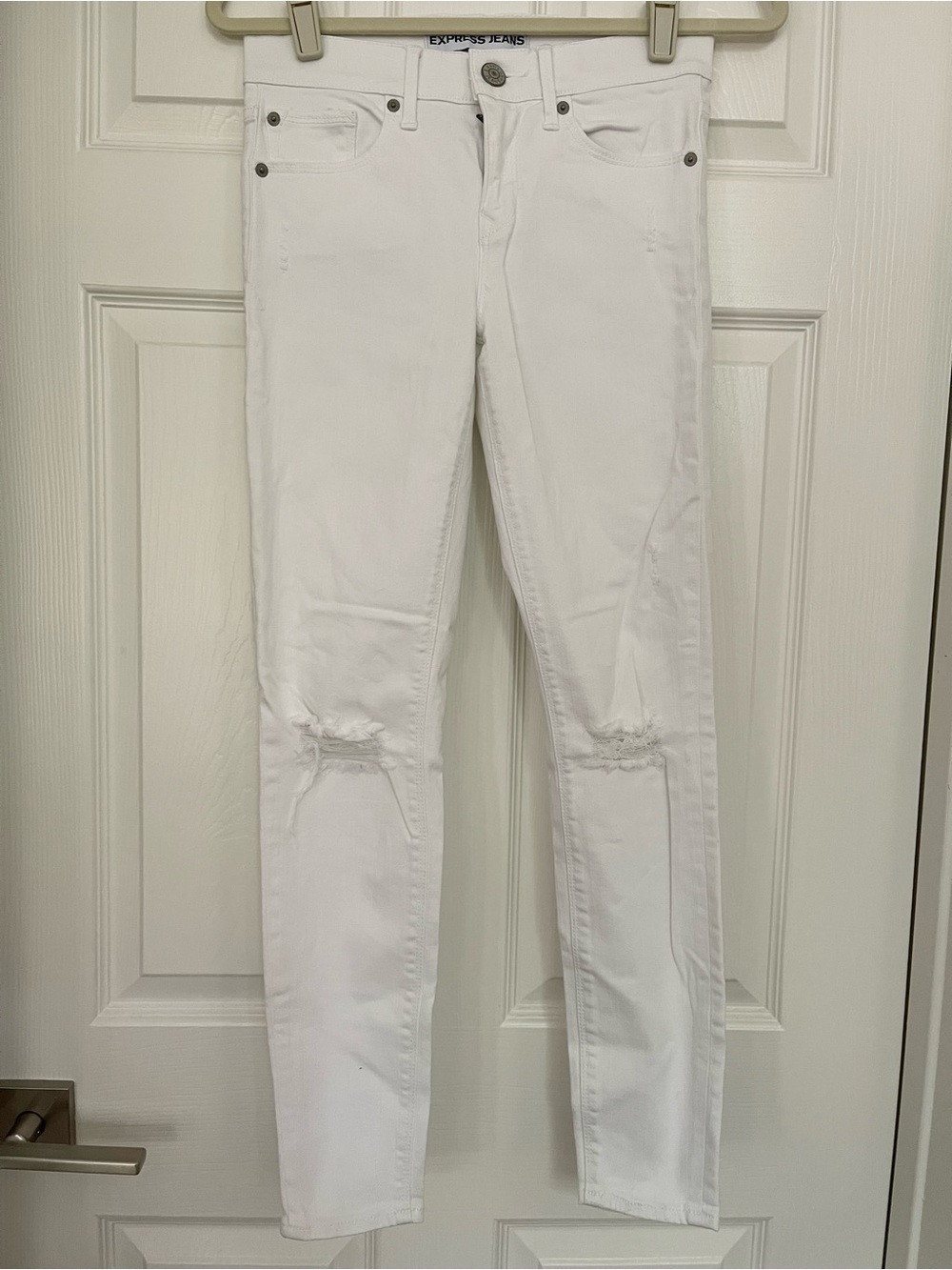 Express White Distressed Ankle Skinny Jeans for Women